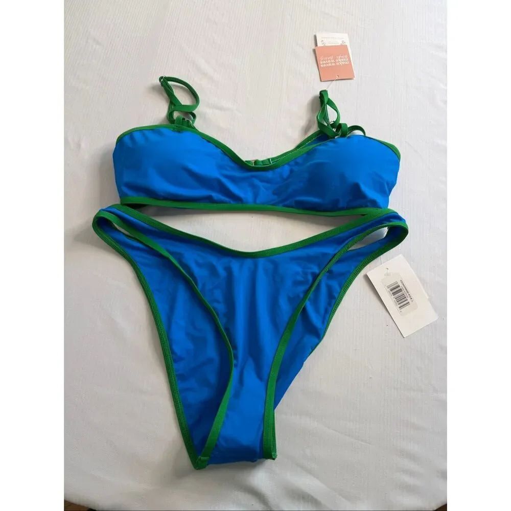 NWT Dippin Daisys Blue Bikini Size Large New
